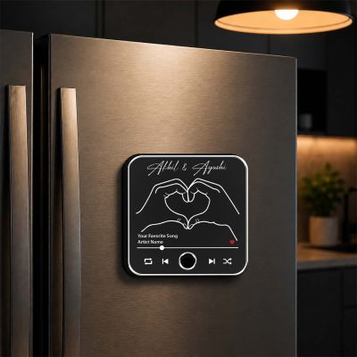 Spotify Style Musical Fridge Magnet with Custom Names & Favorite Song Rechargeable Music Player Gift for Loveable Person & Long Distance Relationship